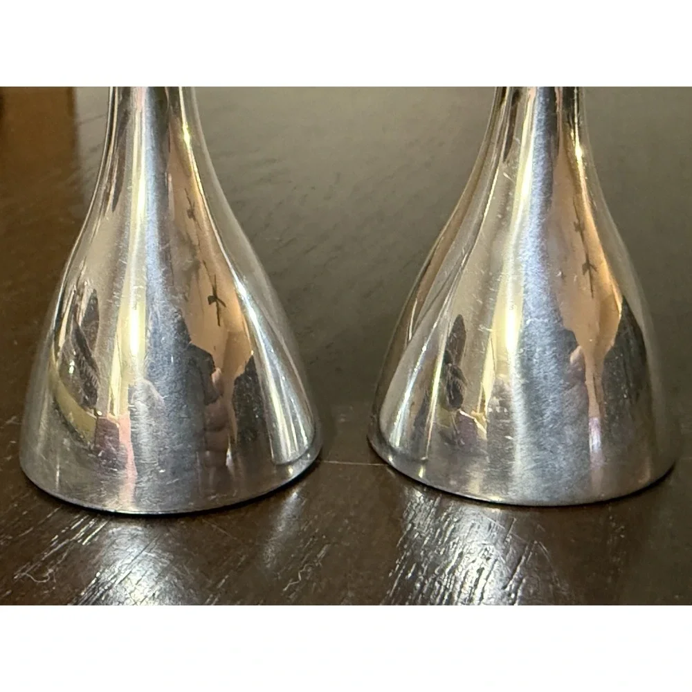 Nambe Pair of Flare Candlestick Holders 5.5